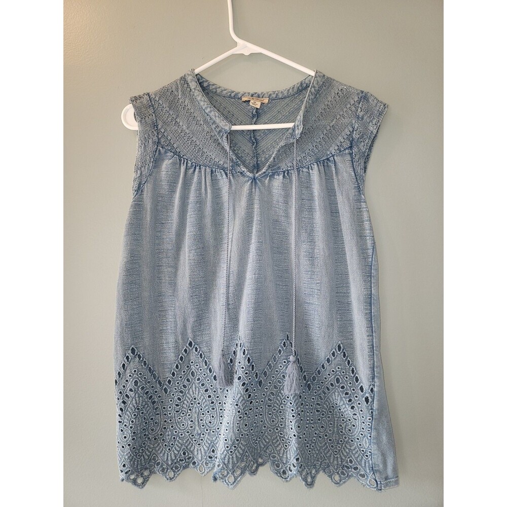 Lucky Brand Womens Size Medium Chambray Sleeveless Top